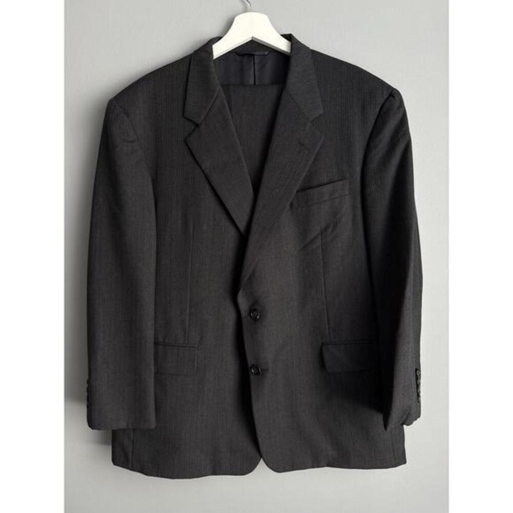 Hickey Freeman Bespoke Loro Piana Super 120s Wool Suit Gray Mens 42R 39x31